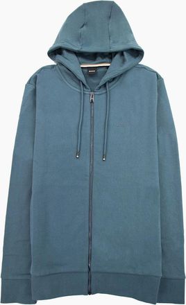 HUGO BOSS Mens Hugo Boss Seeger 92 Zip Hoodie Rubber Logo Turquoise 445 - Size: 42