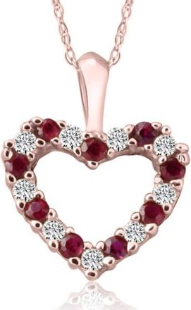 Pompeii3 1/2Ct Ruby & Diamond Heart Pendant in White, Yellow, or Rose Gold