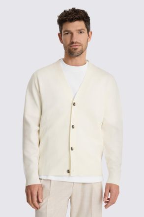 Moss Off-White Four Button Cardigan