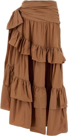 Chlo&eacute; Tiered Poplin Skirt - Beige