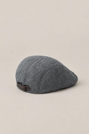Brunello Cucinelli Herringbone Wool Flat Cap - Gray