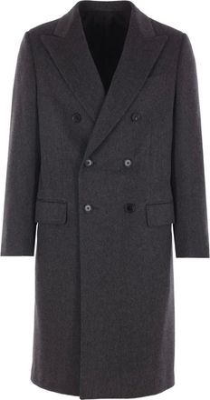Caruso wool double-breasted coat - Grey
