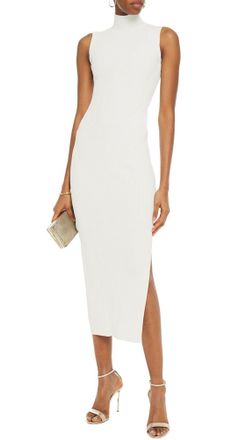 H&eacute;rve L&eacute;ger Ribbed Bandage Turtleneck Midi Dress Size XXS