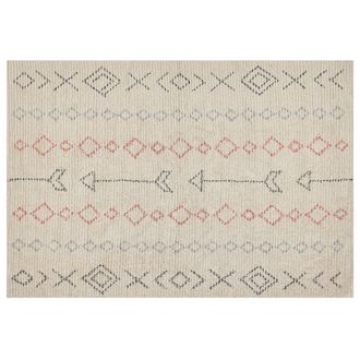 Beliani Alfombra De Algod&oacute;n Beige Claro Negro Naranja 140 X 200 Cm A Mano Geom&eacute;trico Dispur