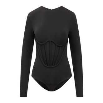 Versace Body, female, Black, Size: M Long-sleeve Bodysuit