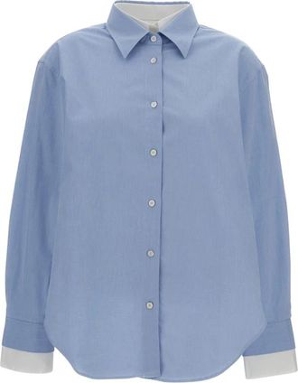 Acne Studios Layered button-up - Dames - Overhemden - Blauw - S - Katoen - Overhemden