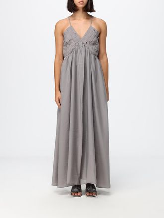 Eleh Flared Long V-Neck Dress in Viscose with Open Shoulders