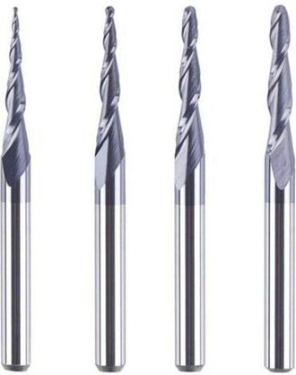 OEM Juego De 4 Fresas C&oacute;nicas De 3,175 Mm De Di&aacute;metro Y Radio De 0,25 A 1,0 Mm, Fabricadas En Carburo De Tungsteno Para Mecanizado Cnc Con Recubrimiento D