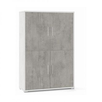 OEM Aparador Cuatro Puertas Con Cuatro Estantes En Madera Blanco Cemento 108x41x H161 Cm