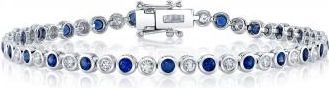 Allurez Blue Sapphire & Diamond Tennis Bracelet 14K White Gold (2.58ct)