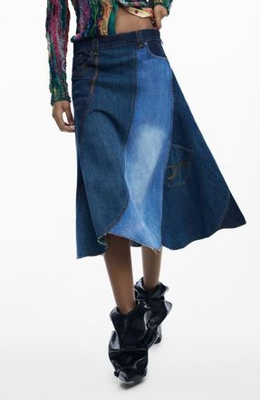 Desigual Patchwork A-Line Skirt in Dark Blue at Nordstrom, Size X-Large