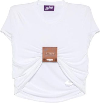 Jean Paul Gaultier Leather-tag Ruched T-shirt