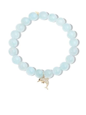 Sydney Evan 14kt yellow gold aquamarine and diamond charm bracelet