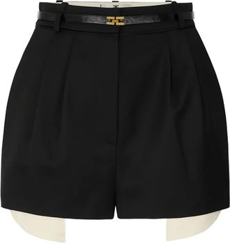 Elisabetta Franchi satin piping logo belt shorts - Black