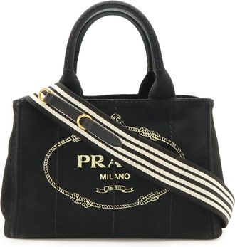 Prada Canapa Black Nero Canapa Shoulder Bag Tote Bag (Pre-Owned)