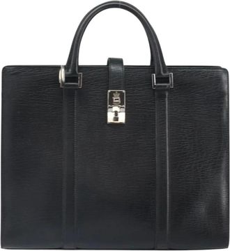 Gucci Pre-owned Handbags, female, Black, Size: ONE SIZE Pre-owned Vintage Structured Leather Briefcase