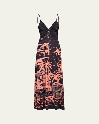 Johanna Ortiz Nuestra Tierra Landscape-Print Jersey Sleeveless Maxi Dress