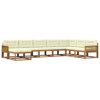 vidaXL Conjunto De Sof&aacute;s De Exterior Con Coj&iacute;n 8 Pcs Natural Y Crema Vidaxl