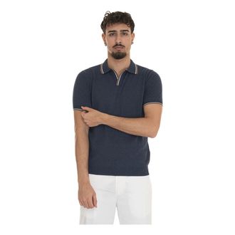 Gran Sasso Polo Shirts, male, Blue, 3XL, Short Sleeve Cotton Polo Shirt