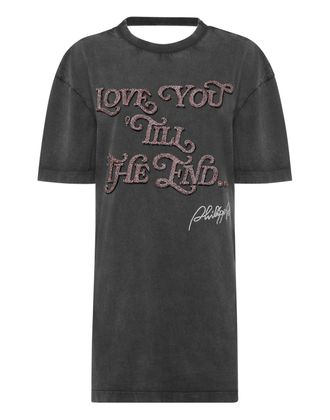 Philipp Plein Open Back T-Shirt Dress Love Plein