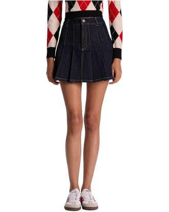 Alice & Olivia Alice + Olivia Suzie Denim Pleated Mini Skirt