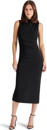 Steve Madden Midi Dress Womens Black Mock Neck Slim Fit Sleeveless PALL477