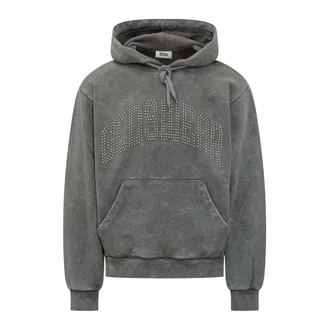 GCDS Gcds, Hoodies & sweatvesten, Heren, Grijs, M, Denim, Studded Logo Hoodie