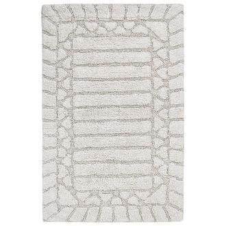 Beliani Alfombrilla De Ba&ntilde;o Moderna De Algod&oacute;n Forma Rectangular 60 X 90 Cm Patr&oacute;n Decorativo Accesorios De Ba&ntilde;o Beige Tekke