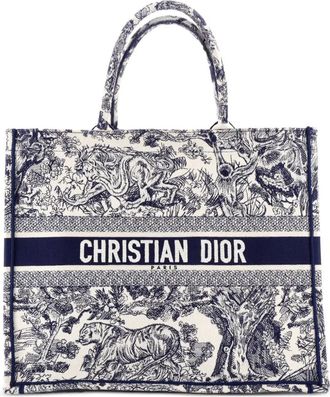 Dior Book grote canvas shopper met borduurwerk - Blauw