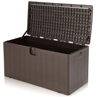 Costway Costway 400L Outdoor Patio Deck Box Weather Resistant Storage Tools Bin Garden Container in Brown