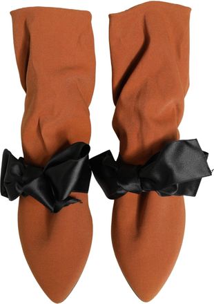 Dolce & Gabbana Womens Brown Black Suede Boots Shoes And