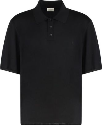 Saint Laurent Black Solid Shirt Collar Polo