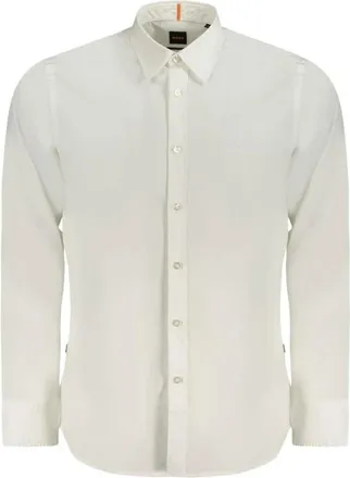 HUGO BOSS Overhemden, Heren, Wit, 2Xl, Katoen, Klassiek Katoenen Popeline Overhemd