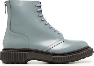 Adieu Paris Lace-up Boots, male, Blue, 6 UK, Blue-grey leather ankle boots