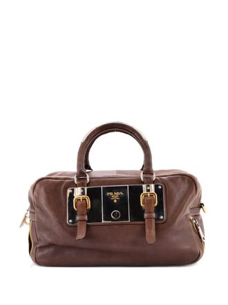 Prada Lock Plate Zippers Glace Calf Large satchel - Bruin