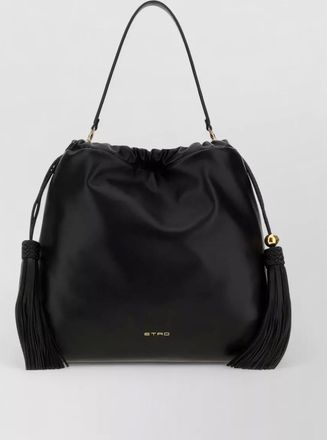 Etro kalispera medium leather bucket bag tassel handle
