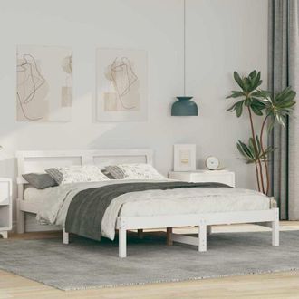 vidaXL Estructura De Cama Blanco 135 X 190 Cm Madera Maciza De Pino Vidaxl