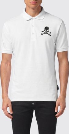 Philipp Plein Polo in cotone a maniche corte con stampa Skull e colletto francese