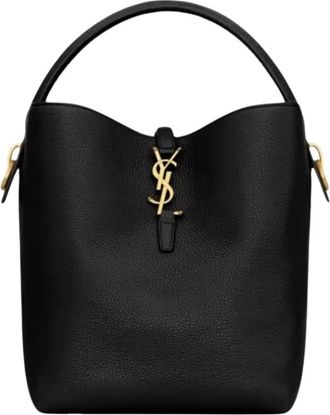 Saint Laurent Le 37 Medium Leren Bucket Bag - Dames - Schoudertassen - Zwart - ONE Size - Leer - Tassen