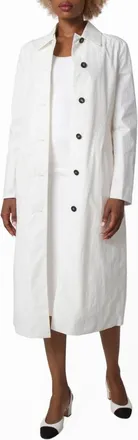 Ferragamo Womens Bright White Single-Breasted Dust Coat, Brand Size 44 ( US Size 10 )