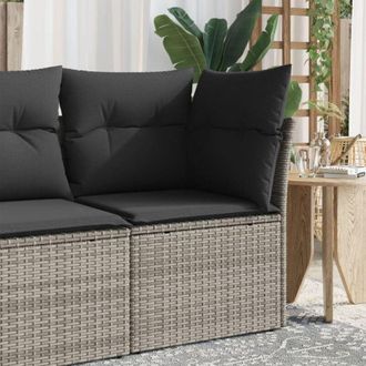 vidaXL vidaXL Divano Angolare da Giardino con Cuscini Grigio in Polyrattan