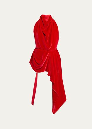 Givenchy Draped Velvet Halter Backless Top