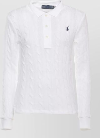Ralph Lauren cable knit cotton long sleeve polo shirt