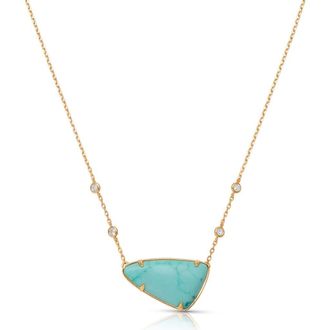 Ettika Geometric Reconstituted Stone Pendant Necklace in Turquoise at Nordstrom