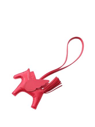 Herm&egrave;s 2024 Milo Lambskin and Swift GriGri Rodeo Pegase Bag Charm PM key chain - Red