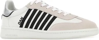 Dsquared2 Mens White Nappa Leather Boxer Sneakers Bianconeroargento