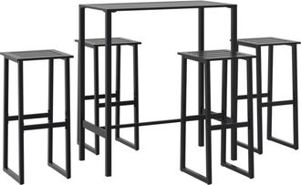 vidaXL 5 Piece Garden Bar Set Black Powder-coated Steel vidaXL
