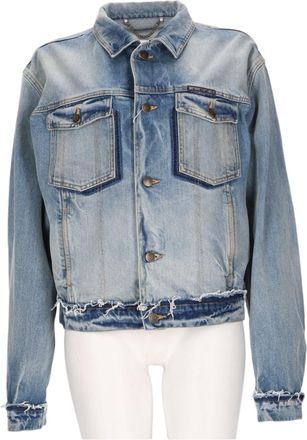 Maison Margiela Denim Sports Jacket with Frayed Edges and Vintage Detailing