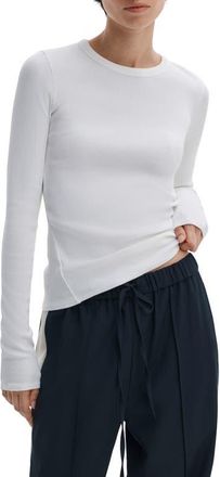 Rag & Bone The Essential Rib Long Sleeve Cotton T-Shirt in White at Nordstrom, Size X-Small