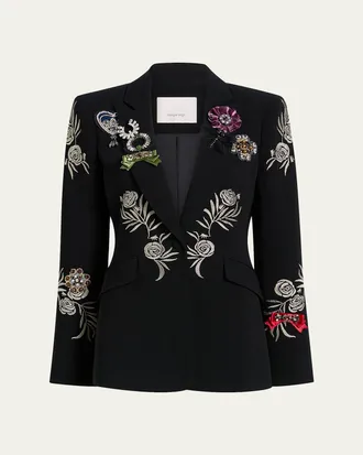 Cinq &agrave; Sept Heritage Rose Cheyenne Embroidered Blazer
